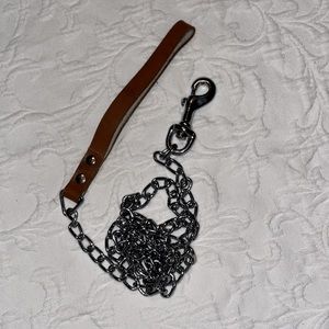 4ft Chain Dog Leash with leather handle